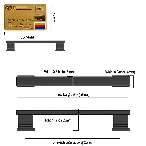 Amerdeco 10 Pack Matte Black Cabinet Pulls 5" - color: Matte Black, size: 5" hole center