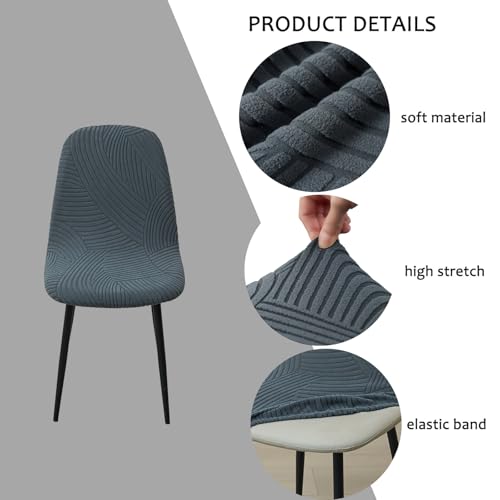HAOYONG Modern Dining Chair Covers Printed Shell Chair Cover Lounge Armless Chair Cover Stretchable Slipcovers for Kitchen, Office, Dining Room and Living Room(Set of 2) - color: Dark Grey, size: 2 PCS