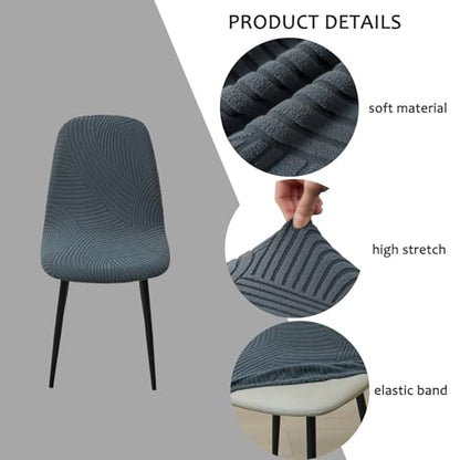 HAOYONG Modern Dining Chair Covers Printed Shell Chair Cover Lounge Armless Chair Cover Stretchable Slipcovers for Kitchen, Office, Dining Room and Living Room(Set of 2) - color: Dark Grey, size: 2 PCS
