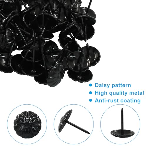 100 Pcs Upholstery Tacks, 3/4 Inch, Black, 18 x 23mm