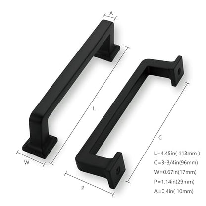 khtumeware 20 Pack Matte Black Cabinet Pulls, 3-3/4 Inch(96mm) Hole Centers Cabinet Handles Kitchen Hardware Straight Bar for Cabinets and Drawer Pulls - color: Matte Black, size: 3-3/4"(96mm) Hole Center, style: 20-pack