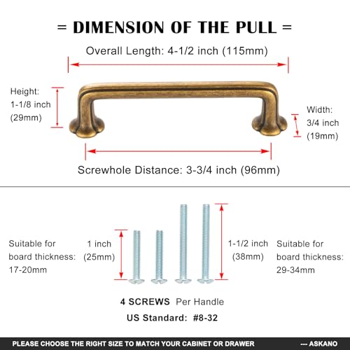 3-3/4 Inch Antique Brass Cabinet Pulls Drawer Handles 10 Pack P2502 - color: Antique Brass, size: 3-3/4 Inch Hole Centers