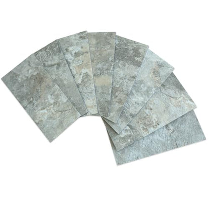 AULIGET 100-Piece Faux Stone Peel and Stick Backsplash Wall Tiles, 3" x 6" Grey & Brown Slate PVC Stick on Tile for Backsplash Kitchen, Bathroom, Laundry Room, Camper, Fireplace - color: Grey & Brown Slate
