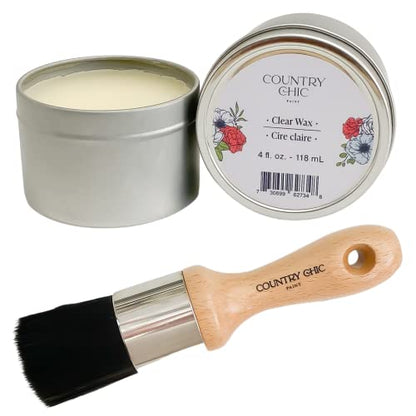 Furniture Wax [Clear] + Wax Brush Applicator Bundle - 100% Natural Sealant for Chalk Furniture Paint or Raw Wood, Light Protection, Easy to Apply, No Odor, Eco-Friendly