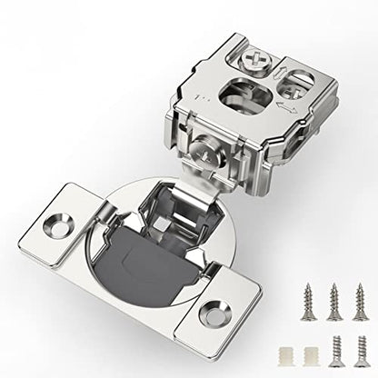 Furniware 20 Pieces 1 inch Overlay Soft Close Cabinet Hinges - color: Satin Nickel - 20 Pack, size: 1 Inch