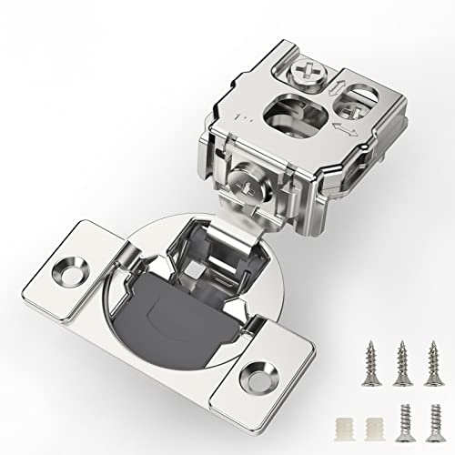 Furniware 60 Pieces 1 inch Overlay Soft Close Hinges, 105 Degree - color: Satin Nickel - 60 Pack, size: 1 Inch