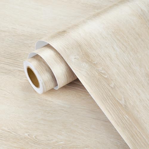 Wallercity Beige White Wood Contact Paper for Countertops Self Adhesive Waterproof Wood Grain Peel and Stick Wallpaper for Furniture Table Shelf 15.8''x236'' Removable Vinyl Wrap for Kitchen Bathroom - size: 15.8" x 236"