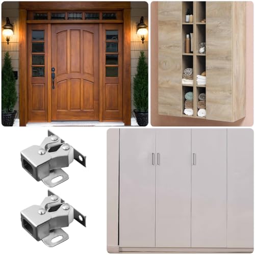 Angoily 12 Pack Cupboard Bead Roller Catch Stainless Steel Cabinet Door Latch Double Roller Catch Hardware for Cabinet Drawer Closet Easy Install 1.25 X 1.06 X 0.49 in