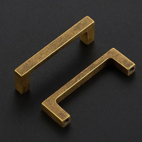 Ravinte Antique Brass Kitchen Cabinet Solid Handles,3 Inch,10 Pack - color: Antique Brass, size: 3 Inches Hole Center