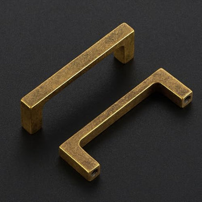 Ravinte Antique Brass Kitchen Cabinet Solid Handles,3 Inch,10 Pack - color: Antique Brass, size: 3 Inches Hole Center