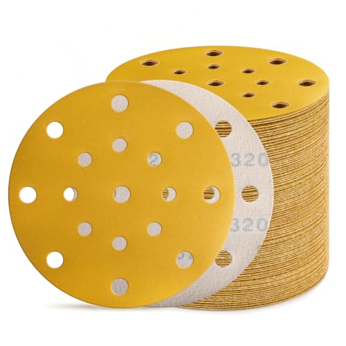 80Pcs 6 Inch Sanding Discs 320 Grit, Hook and Loop Orbital Sandpaper - style: 320Grit-80Pcs