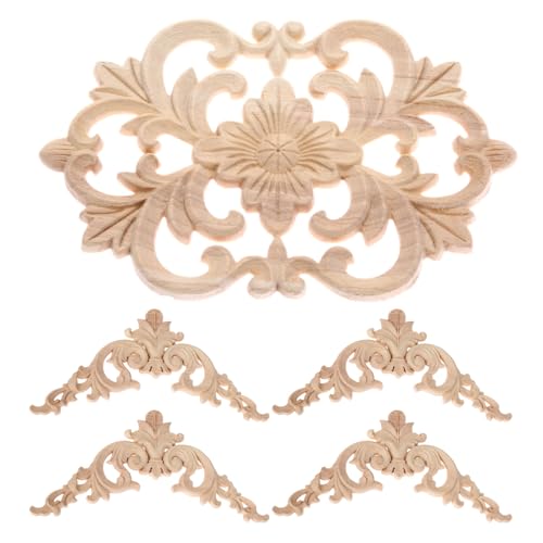 5Pcs Wood Appliques Onlays Classic Decorative Furniture Appliques Set B - color: Set B