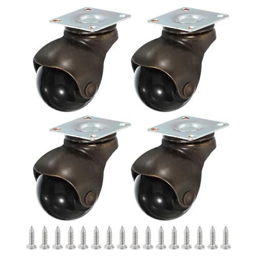 PATIKIL 1.5 Inch Ball Caster Wheels Set of 4, 360° Rotating Swivel Top Plate Wheels 298 lbs Total Capacity Caster with M4 Screws for Furniture Table Cabinet Bronze - color: Bronze, size: 1.5 Inch