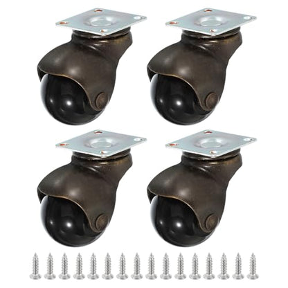 PATIKIL 1.5 Inch Ball Caster Wheels Set of 4, 360° Rotating Swivel Top Plate Wheels 298 lbs Total Capacity Caster with M4 Screws for Furniture Table Cabinet Bronze - color: Bronze, size: 1.5 Inch