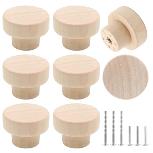 20 Pack 1-3/8" Unfinished Wood Cabinet Knobs with Screws - color: Unfinished - 20 Pack