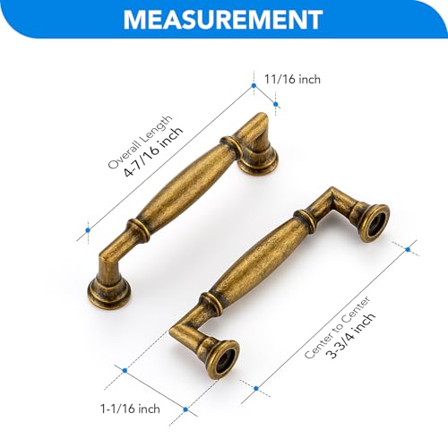 HOME EDIT Antique Brass Cabinet Handles 3-3/4 Inch Pulls 5 Pack - color: Antique Brass, size: 3-3/4 inches Hole Center