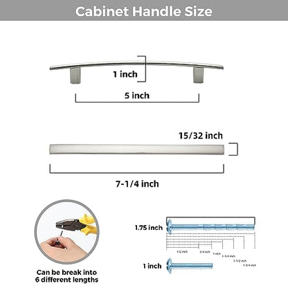 30 Pack Brushed Nickel Cabinet Handles, 5" Hole Center Curved Pulls - color: Brushed Nickel, size: 5" Hole Center