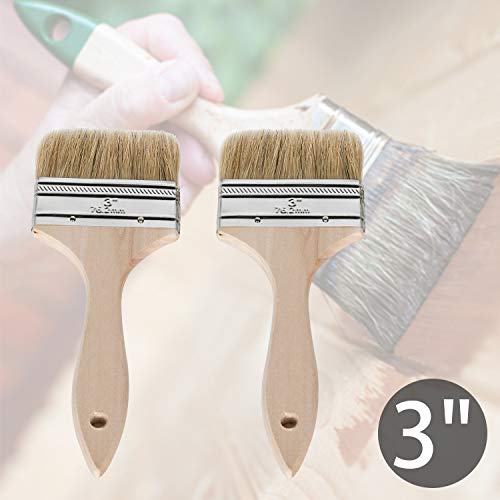 ETERNA 6Pack Household Chip Paint Brush 1inch 2inch 3inch Natural Bristles Wooden Handle Flat Brushes Set for Painting, Glue, Oil, Acrylic, Stain - color: 6 Pack- 1", 2", 3"