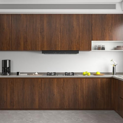 CHIHUT Brown Wood Grain Peel and Stick Wallpaper 12"x472" Self Adhesive Removable Dark Wood Contact Paper for Walls Cabinets Renter Friendly Stick on Wallpaper for Kitchen Bathroom Hardwood Vinyl Wrap - size: 12" x 472"