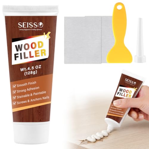 SEISSO White Wood Filler 4.5oz Tube Wood Putty for Cracks, Holes, Scratches