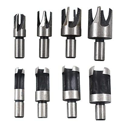 8-Pack Wood Hole Plug Cutter Set Carbon Steel Cutting Tools Cork Dowel Shank Drill Bit Knife for Woodworking Hole Saw Cutting 6MM 10MM 13MM 16MM (1/4 3/8 1/2 5/8)