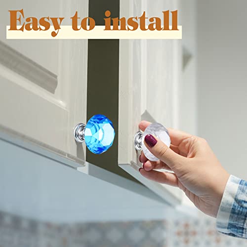 10 Pcs Colorful Crystal Knobs for Cabinets and Drawers, Classic Style