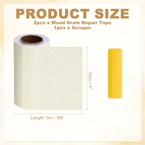 HARFINGTON Wood Grain Repair Tape 4" x16ft Self-Adhesive Repair Patch - color: White Oak, size: 4" x 16ft