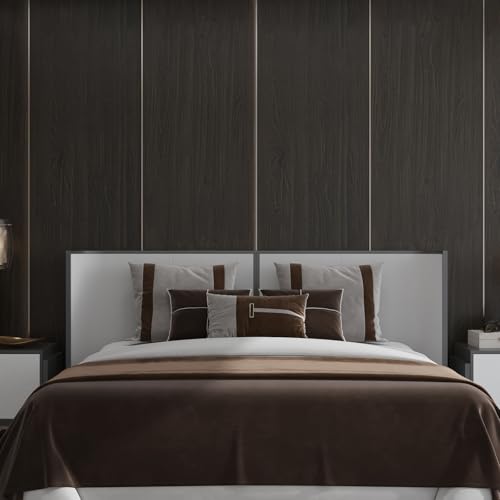 Wood Grain Peel and Stick Wallpaper, Dark Brown, 17.7" X 78" - color: Dark Brown, size: 17.7" x 78"