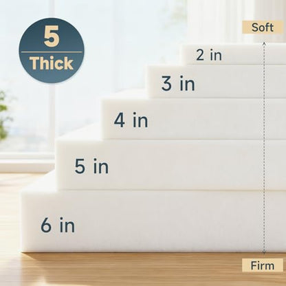 High Density Upholstery Foam 3" H x 24" W x 24" L for Cushions - size: 3*24*24