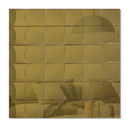 Yipscazo 10 Sheet Peel and Stick Backsplash Mosaic Tiles Stainless Steel Metal Kitchen Backsplash Stick on Tiles for Stove, Bathroom, Laundry in Mirror Gold (11.8'' x 11.8'') - color: Gold