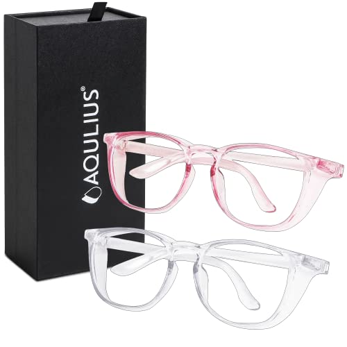 Aqulius Safety Glasses for Women & Men - 2 Pack - Scratch-Resistant Protective Eyewear, Shooting Glasses, Safety Goggles - color: Pink & Clear