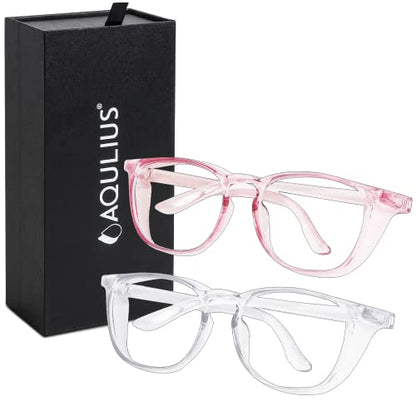 Aqulius Safety Glasses for Women & Men - 2 Pack - Scratch-Resistant Protective Eyewear, Shooting Glasses, Safety Goggles - color: Pink & Clear