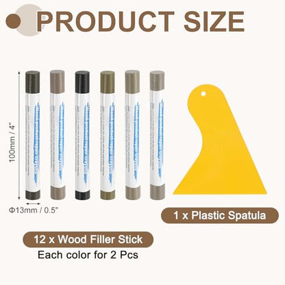 uxcell 12Pcs Wood Filler Sticks Kit, 12 Colors Tech Wood Series Set - color: Tech Wood Series Set