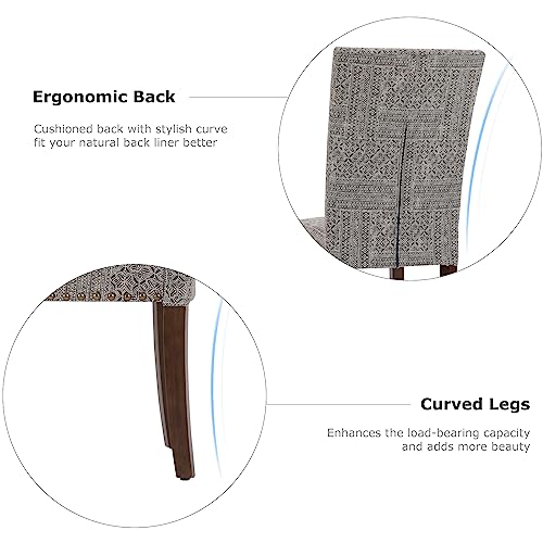 COLAMY Upholstered Parsons Dining Chairs Set of 2, Fabric Dining Room Kitchen Side Chair with Nailhead Trim and Wood Legs - Boho - color: F-boho, size: Set of 2