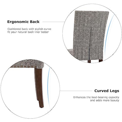 COLAMY Upholstered Parsons Dining Chairs Set of 2, Fabric Dining Room Kitchen Side Chair with Nailhead Trim and Wood Legs - Boho - color: F-boho, size: Set of 2