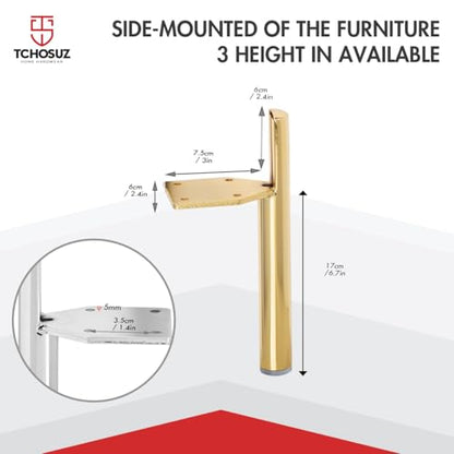 5 Inch Side-Mounted Tapered Metal Legs,4PCS Mid-Century Modern Gold - color: Gold, size: 6.8 in