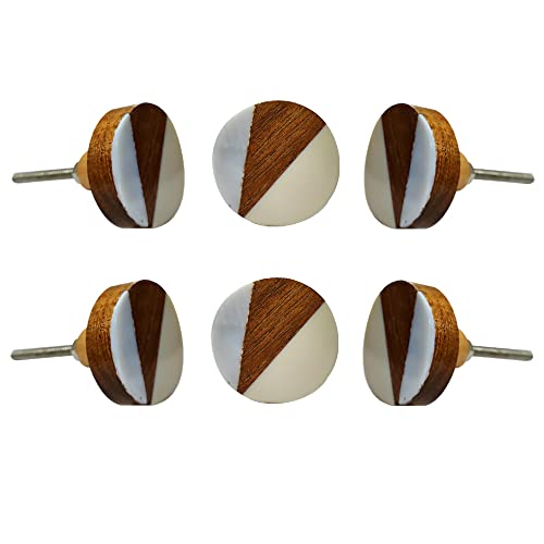 Perilla Home Set of 6 Wooden Knobs Decorative Knobs for Home Kitchen Cabinet Hardware Cupboard Door Dresser Wardrobe and Drawer Pulls (Off White) - style: Off White