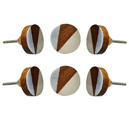 Perilla Home Set of 6 Wooden Knobs Decorative Knobs for Home Kitchen Cabinet Hardware Cupboard Door Dresser Wardrobe and Drawer Pulls (Off White) - style: Off White