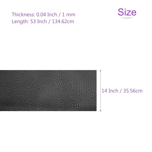 DMiotech 1 Pack 14 Inch x 53 Inch Faux Leather Sheet Furniture Cover Soft Grain Black PU Leather Roll for Handmade DIY Craft Projects - color: Black