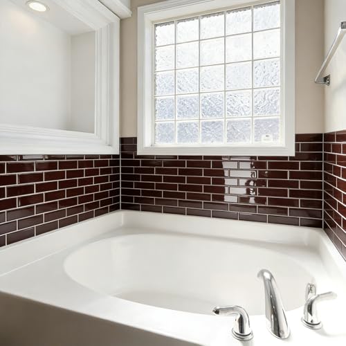 Art3d Peel and Stick Backsplash, Subway Wall Tile, 10-Pack, Dark Burgundy - color: Dark Burgundy