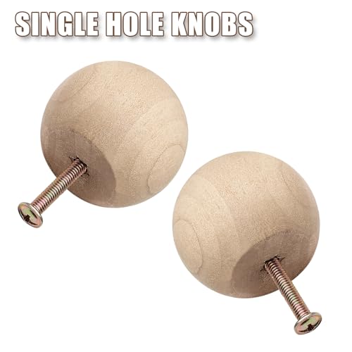 Zorfeter 20 Pcs 1-1/2 Inch Unfinished Wood Ball Knobs - color: Natural Wood Ball