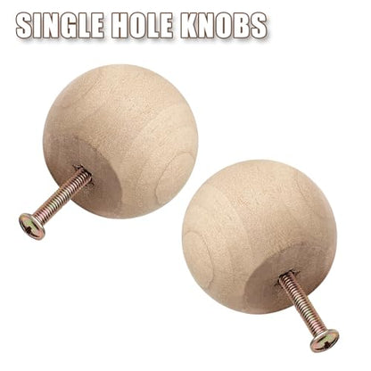 Zorfeter 20 Pcs 1-1/2 Inch Unfinished Wood Ball Knobs - color: Natural Wood Ball