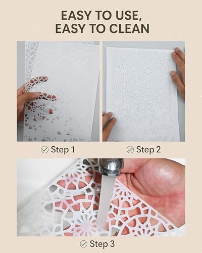 12 PCS Reusable Stencils, Abstract Painting Templates for DIY Crafts, Large
