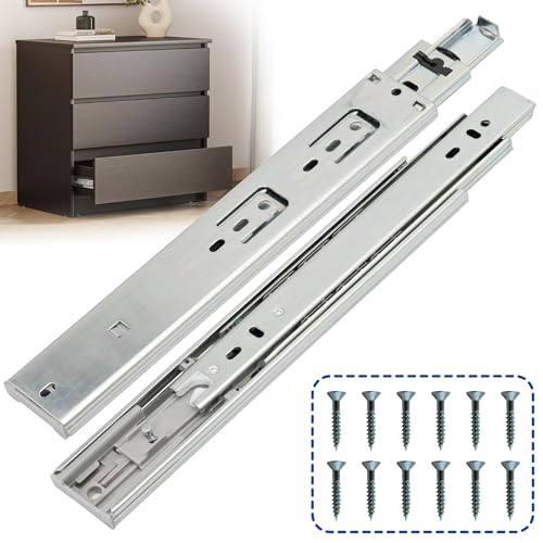 16 Inch Soft Close Drawer Slides 1 Pairs (2pcs) Side Mount Rails- Heavy Duty Full Extension Ball Bearing – Drawer Slide Glides for Cabinet Kitchen, Dresser Runners - Draw Slides Sliders 100LB - color: Silver-Soft Close, size: 16 Inch