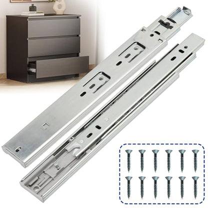 18 Inch Soft Close Drawer Slides 1 Pairs (2pcs) Side Mount Rails- Heavy Duty Full Extension Ball Bearing – Drawer Slide Glides for Cabinet Kitchen, Dresser Runners - Draw Slides Sliders 100LB - color: Silver-Soft Close, size: 18 Inch
