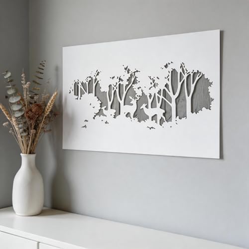 TIAMECH A4 Reusable Rustic Winter Forest Reindeer Stencil for Painting - style: Reusable Rustic Winter Forest