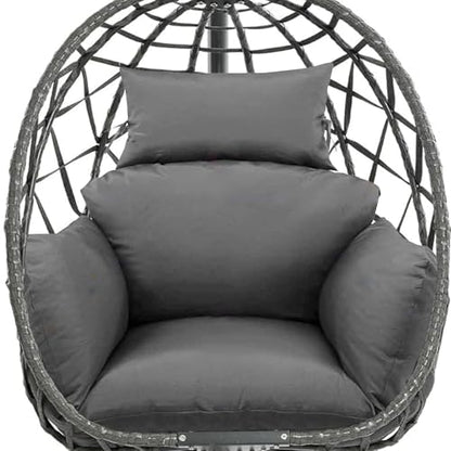 Egg Chair Cushion Replacement, Waterproof Thicken Hanging Egg Swing Chair Cushion for Outdoor Furniture, Wicker Rattan Hammock Basket Cushion with Headrest Pillow 47x31.5x4.7 inch, Grey - color: Grey