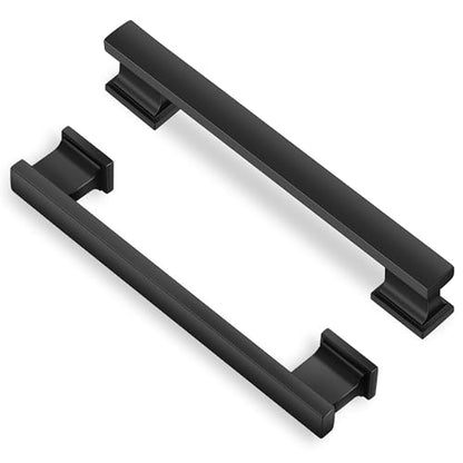 Lardmon 10 Pack 5 Inch(128mm) Hole Center Matte Black Kitchen Cabinet Handles Modern Cabinet Pulls Kitchen Cabinet Hardware Solid Drawer Pulls Handles for Dresser, Total Length 6.06 Inch - color: Matte Black, size: 5 Inch Hole Center