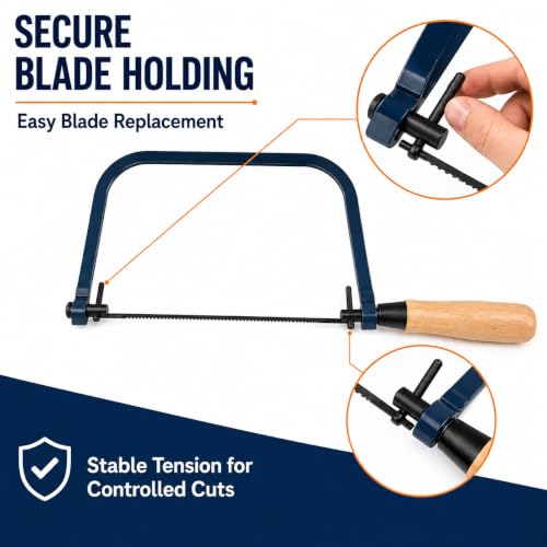 Coping Saw Frame Set with 5 Replacement Blades for Wood, Metal & Plastic