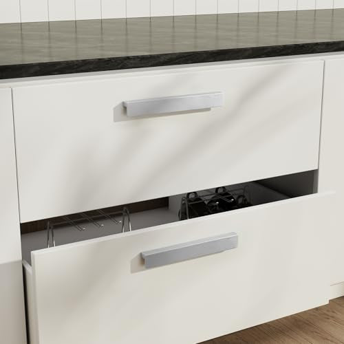 Peaha 10 Pack 10-1/16" Brushed Nickel Cabinet Handles Finger Edge Pulls - color: Brushed Nickel, size: 10-1/16" Hole Center